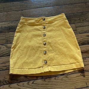 size XS Forever 21 yellow mini skirt brown buttons